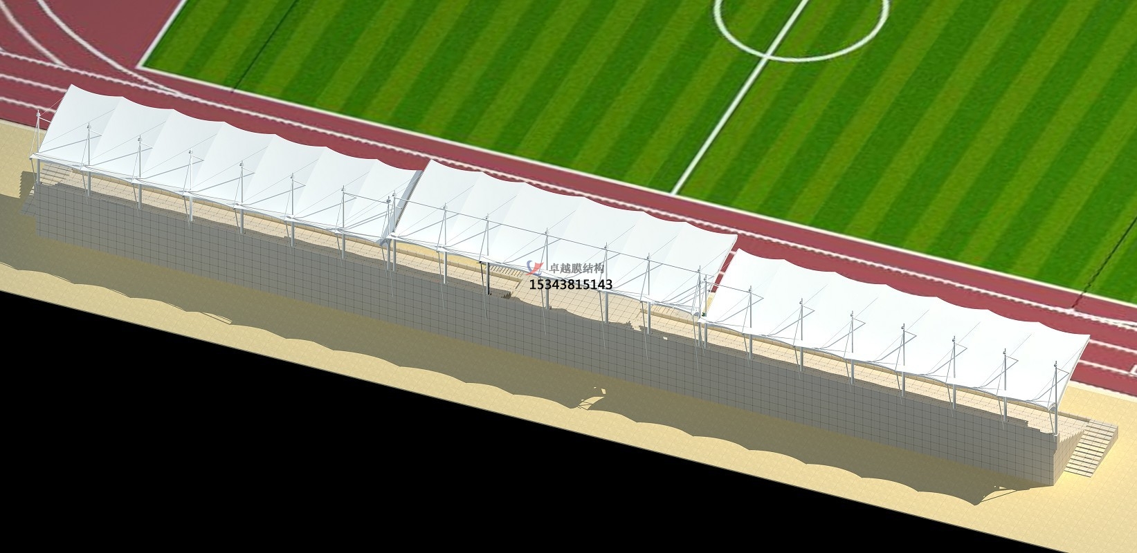 石樓體育公園膜結(jié)構(gòu)【看臺(tái)雨棚】門球場案例