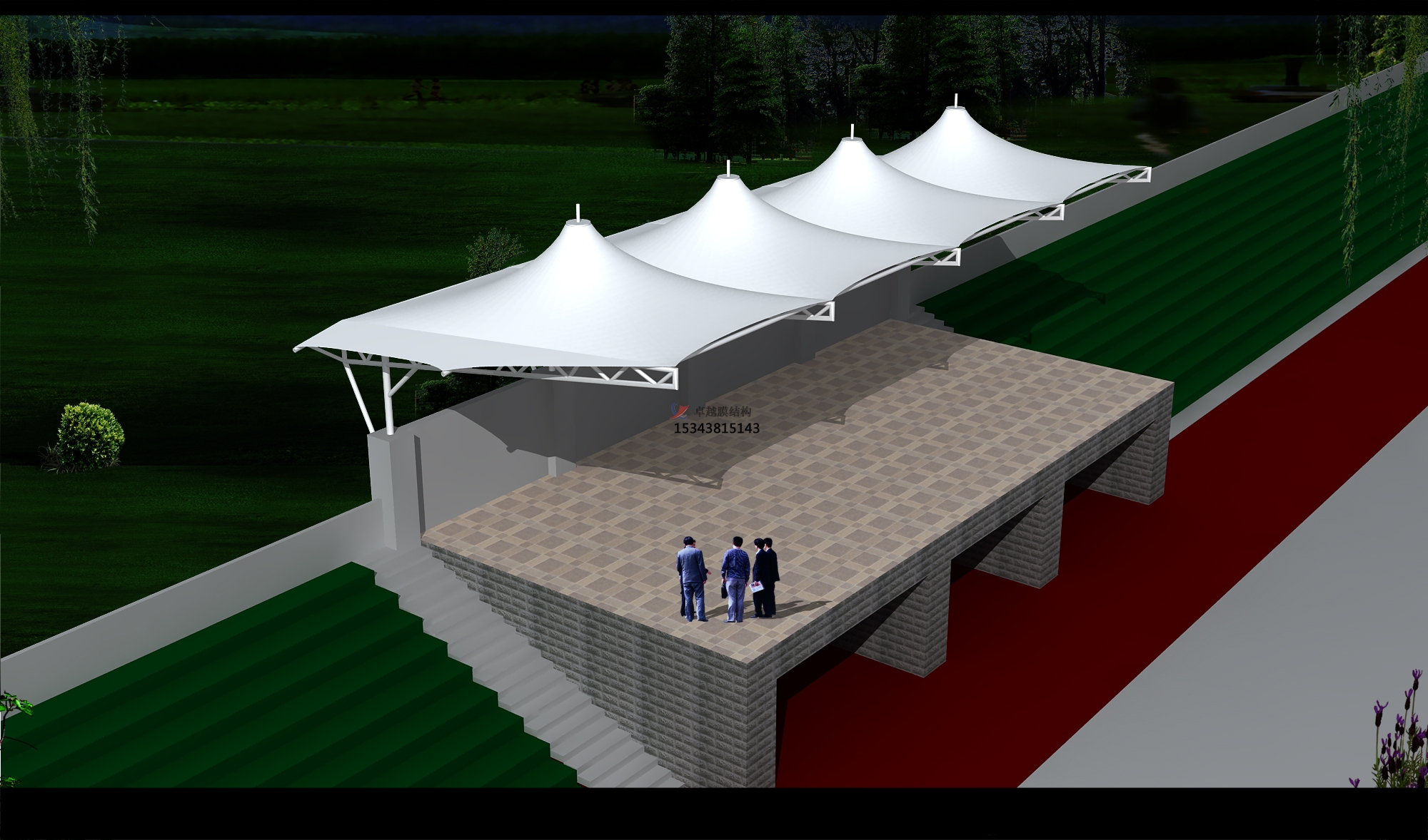 祁東體育公園膜結構【看臺雨棚】門球場案例